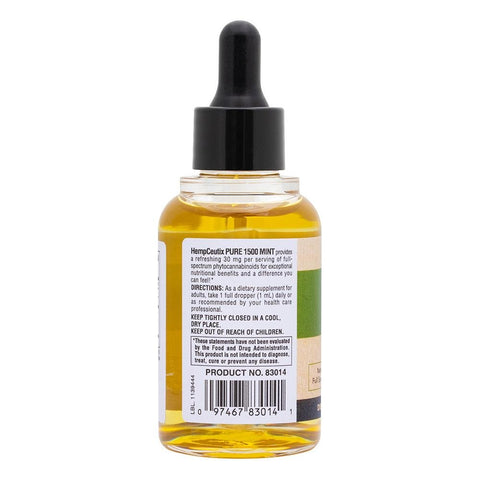 HempCeutix Pure 1500 CBD Oil Tincture - Mint Flavor (6 Pack) Back Label